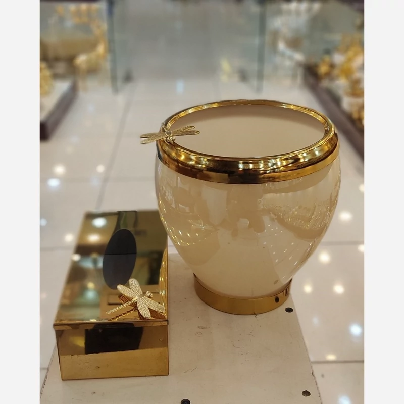 سطل و جا دستمال شیشه ترک و ساده